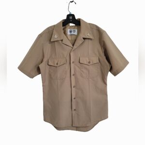 US Military Uniform Shirt Mens M Khaki Short Sleeve Defense Logistics Agency